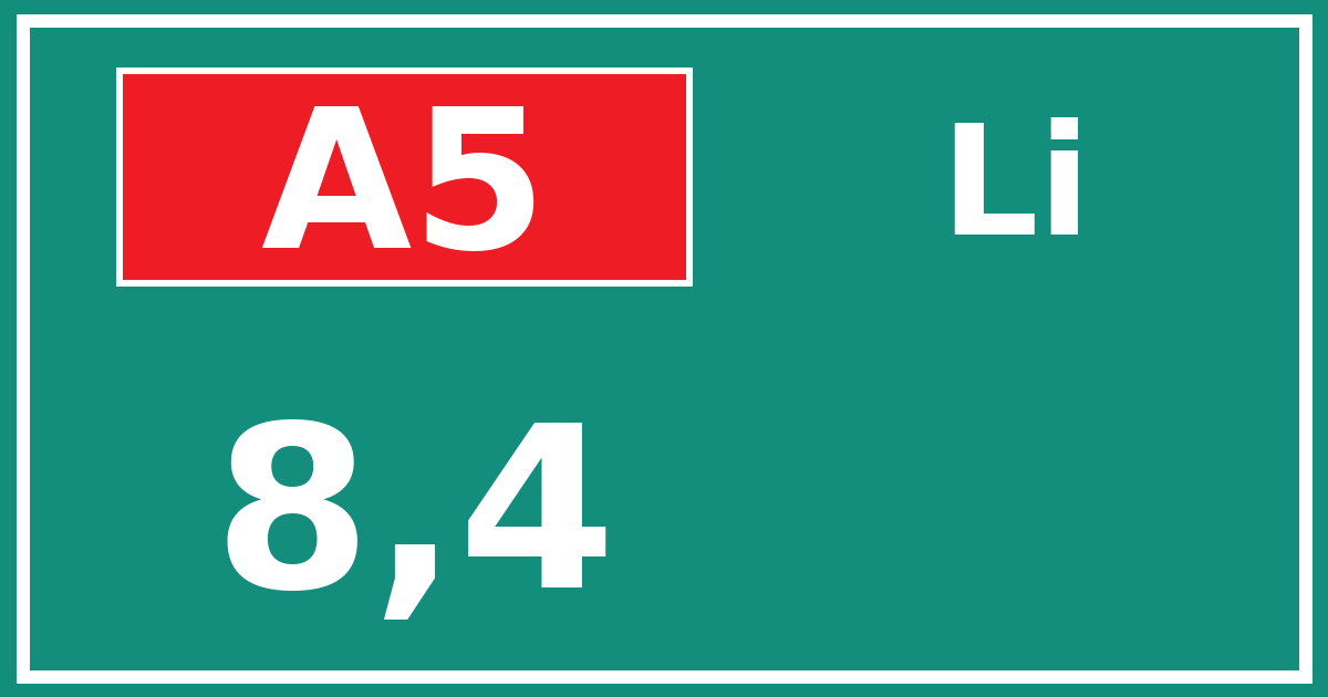Hectometerbord A5 8,4 zijde Li