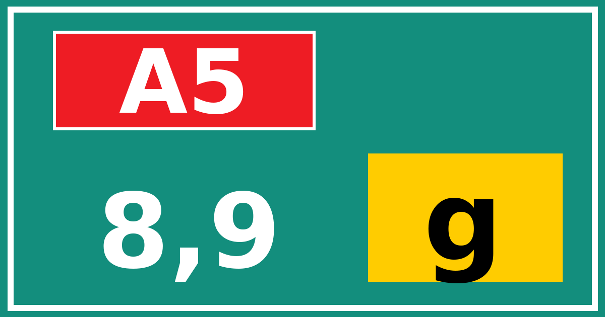 Hectometerbord A5 8,9 letter g
