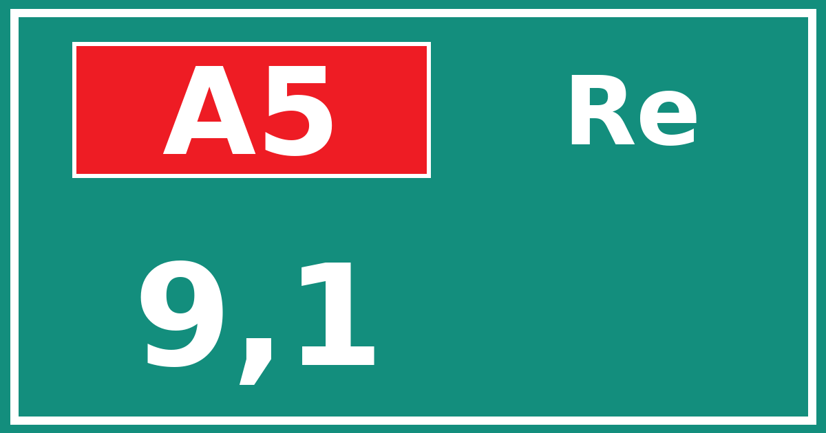 Hectometerbord A5 9,1 zijde Re