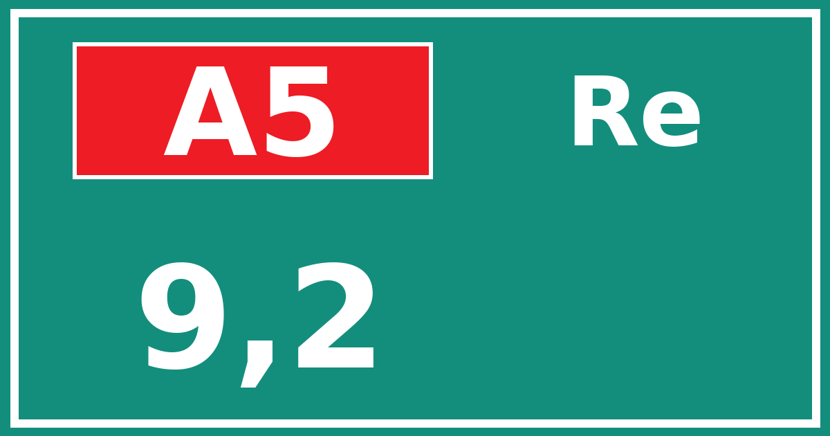Hectometerbord A5 9,2 zijde Re