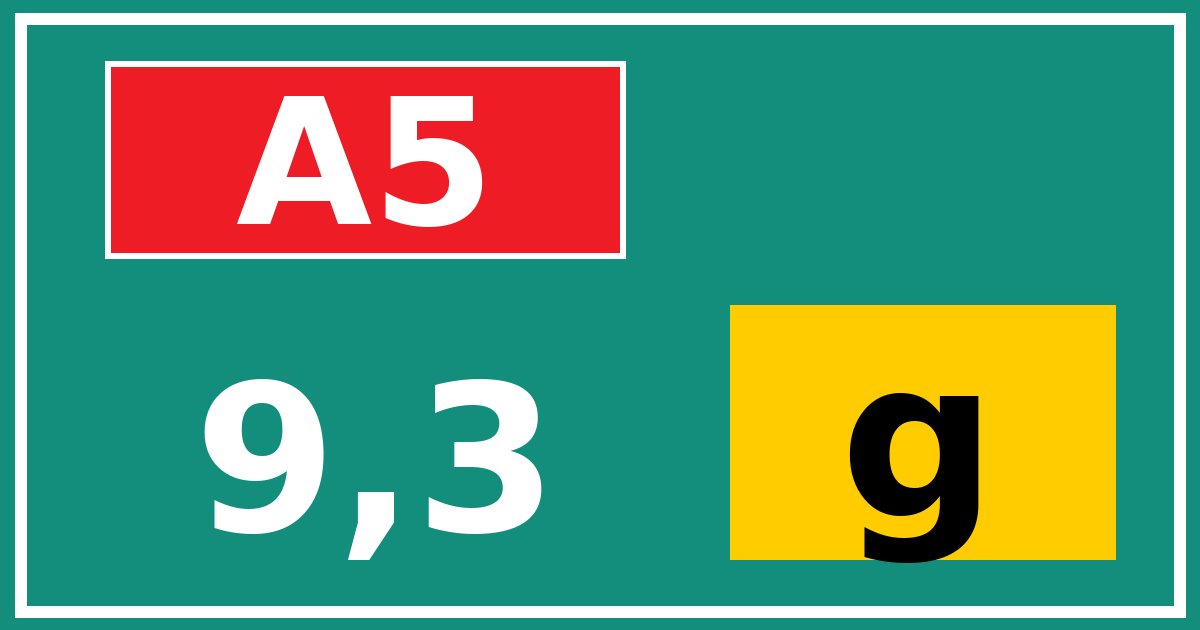 Hectometerbord A5 9,3 letter g