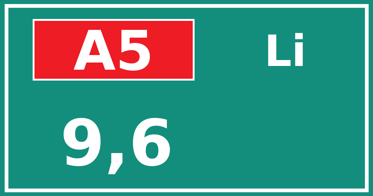 Hectometerbord A5 9,6 zijde Li