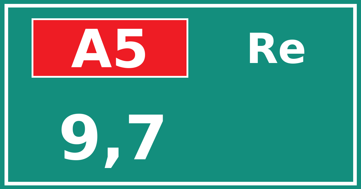 Hectometerbord A5 9,7 zijde Re