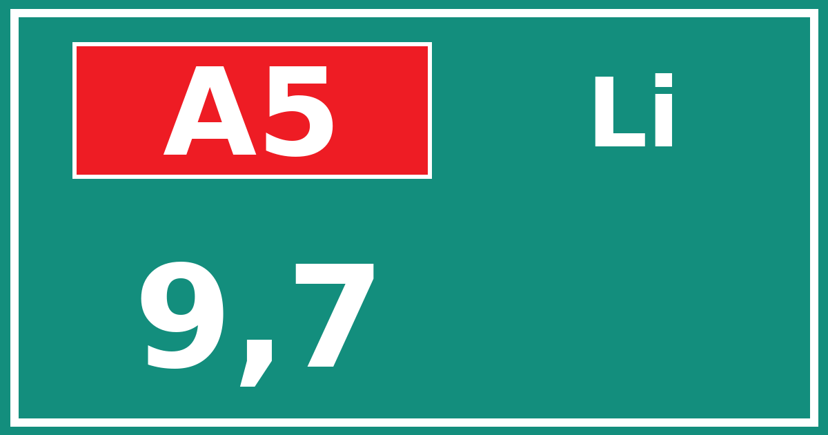 Hectometerbord A5 9,7 zijde Li