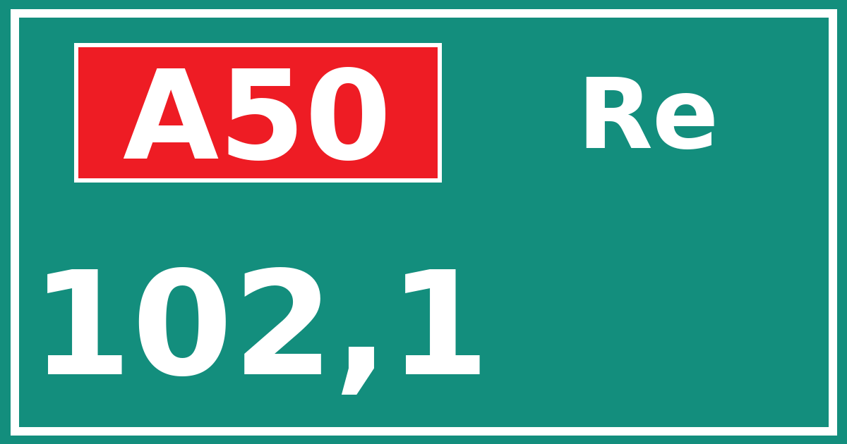 Hectometerbord A50 102,1 zijde Re