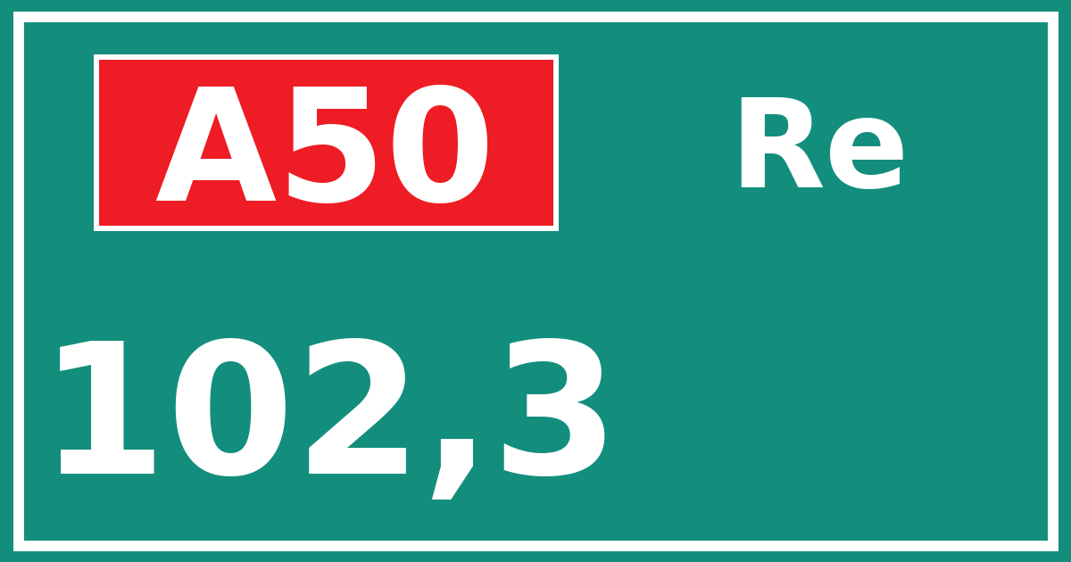 Hectometerbord A50 102,3 zijde Re