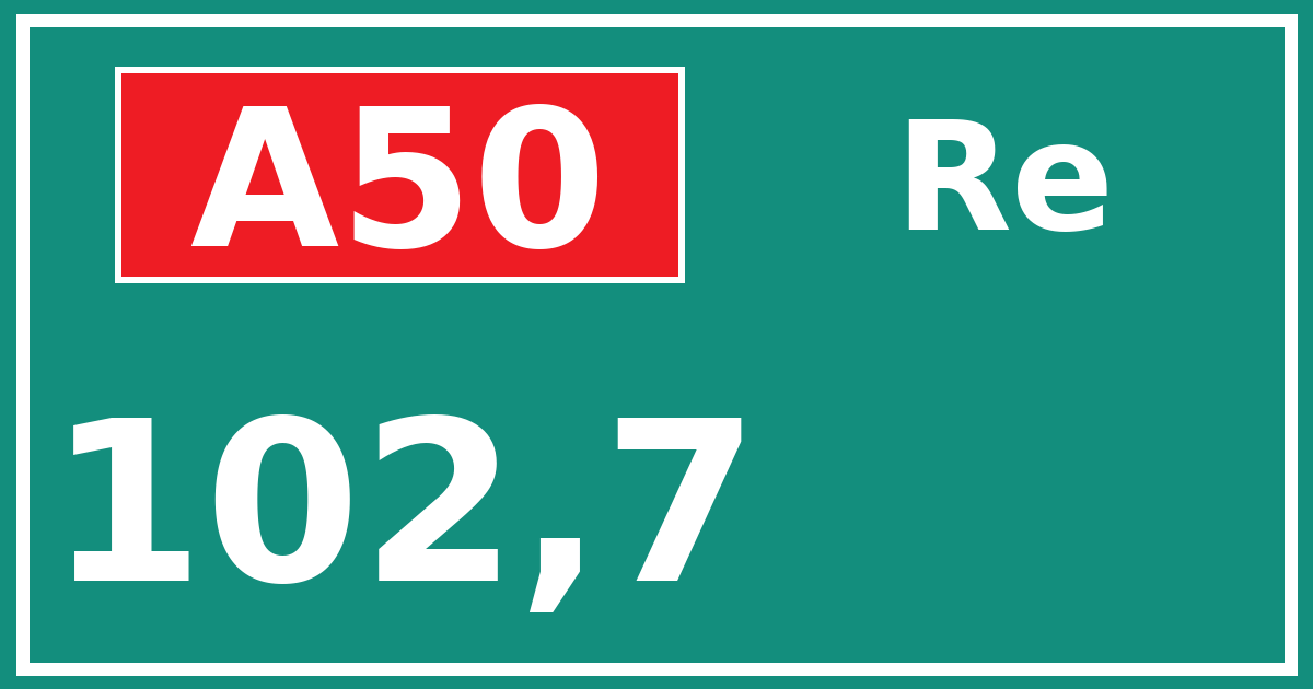 Hectometerbord A50 102,7 zijde Re