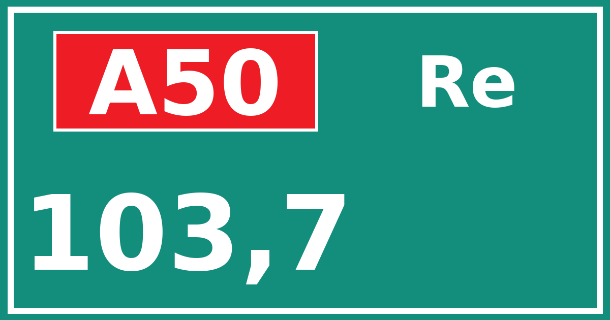 Hectometerbord A50 103,7 zijde Re