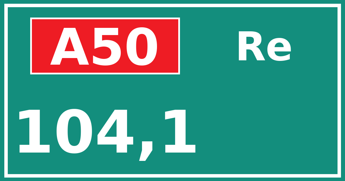 Hectometerbord A50 104,1 zijde Re