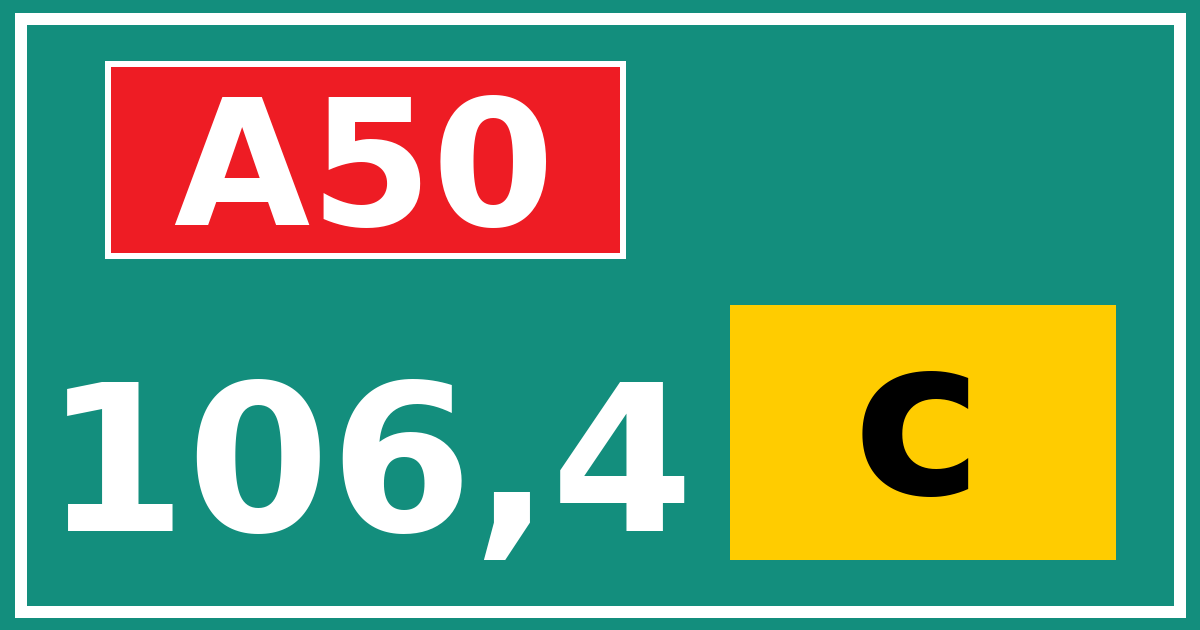 Hectometerbord A50 106,4 letter c