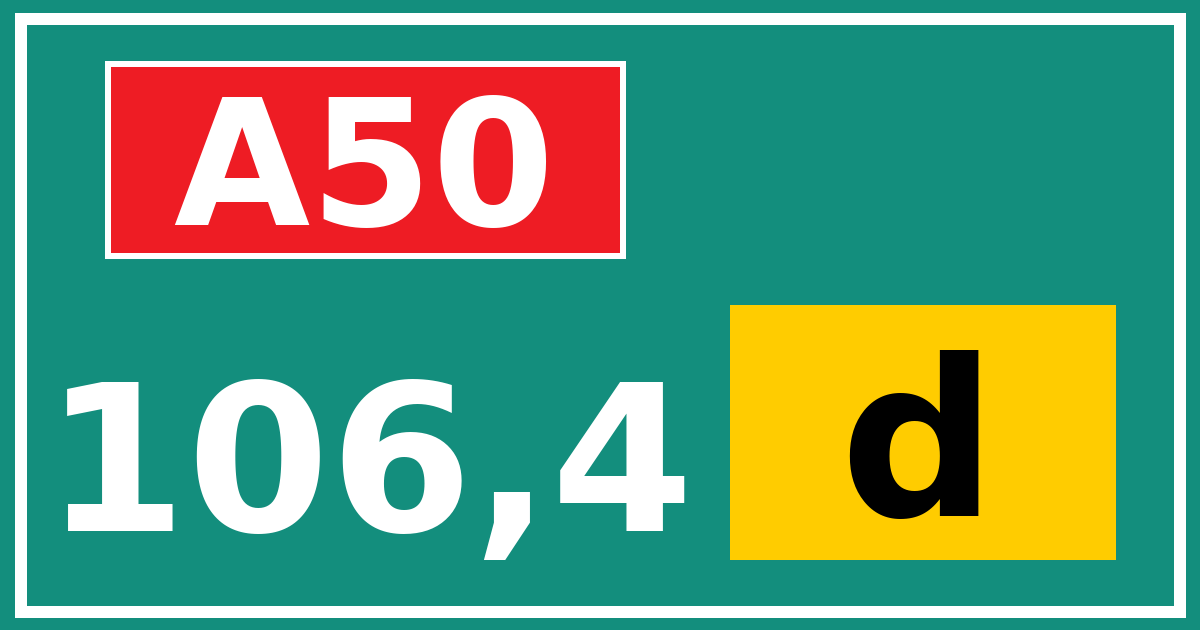 Hectometerbord A50 106,4 letter d