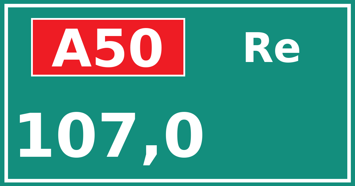 Hectometerbord A50 107,0 zijde Re