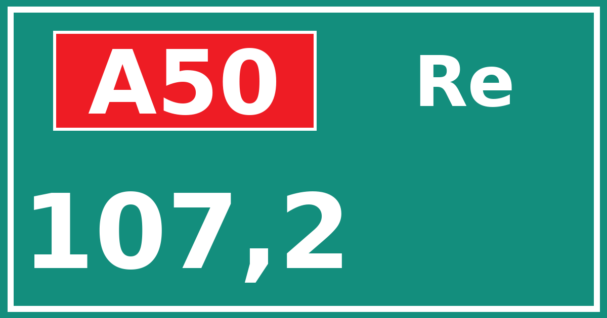 Hectometerbord A50 107,2 zijde Re