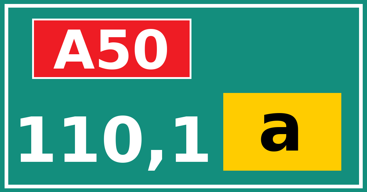 Hectometerbord A50 110,1 letter a