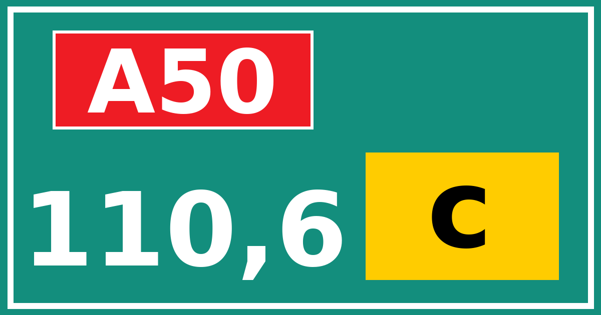 Hectometerbord A50 110,6 letter c