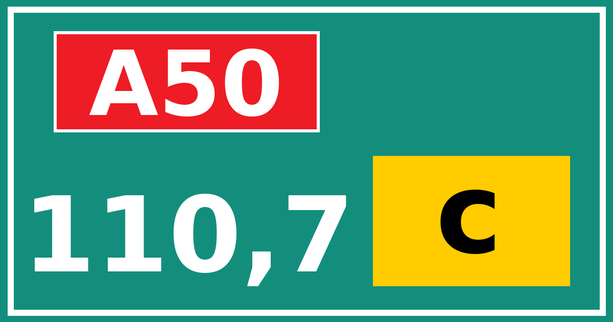 Hectometerbord A50 110,7 letter c