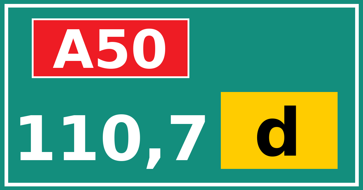 Hectometerbord A50 110,7 letter d