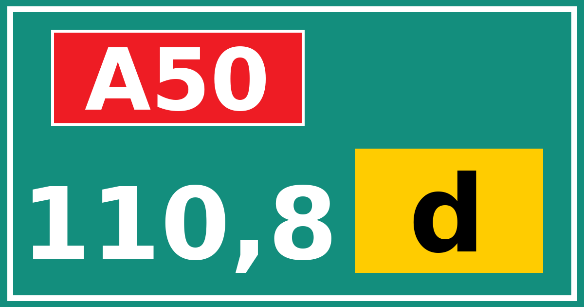 Hectometerbord A50 110,8 letter d