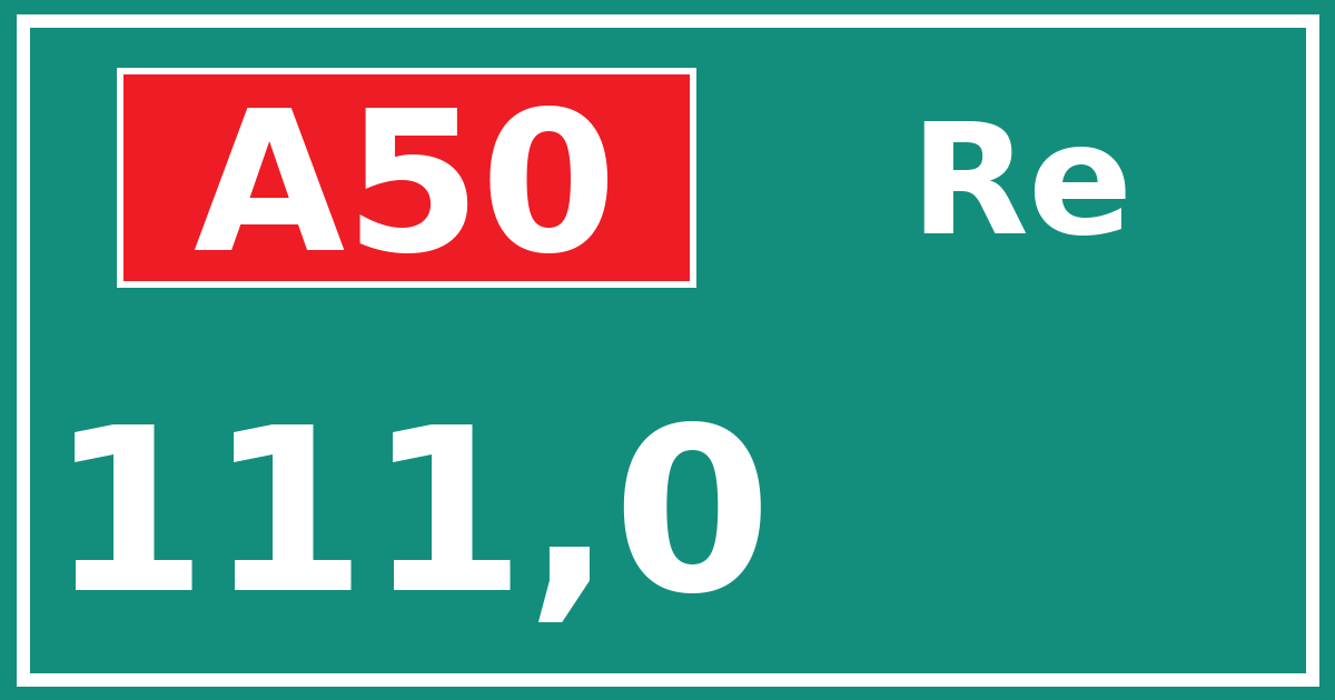 Hectometerbord A50 111,0 zijde Re