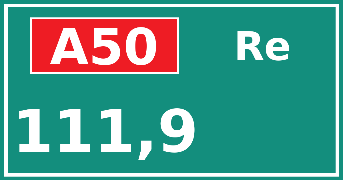 Hectometerbord A50 111,9 zijde Re