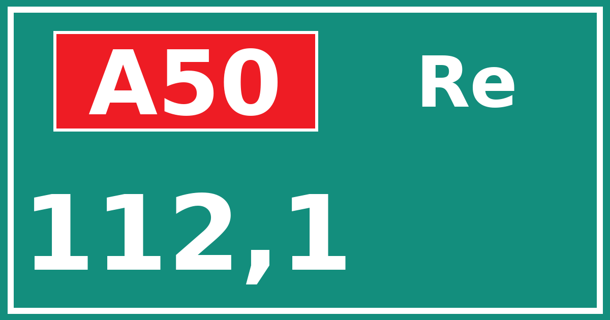 Hectometerbord A50 112,1 zijde Re