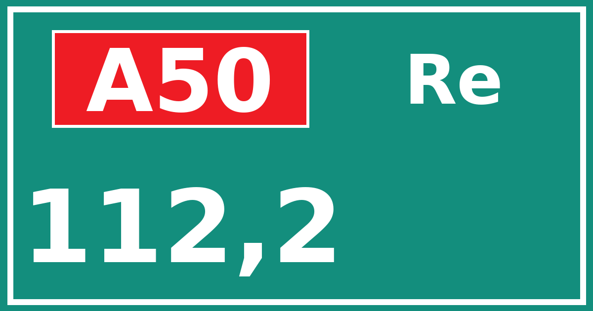 Hectometerbord A50 112,2 zijde Re
