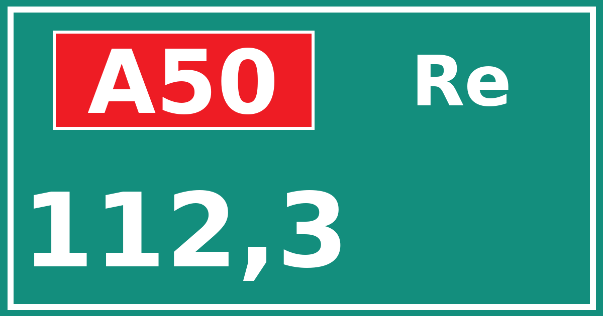 Hectometerbord A50 112,3 zijde Re