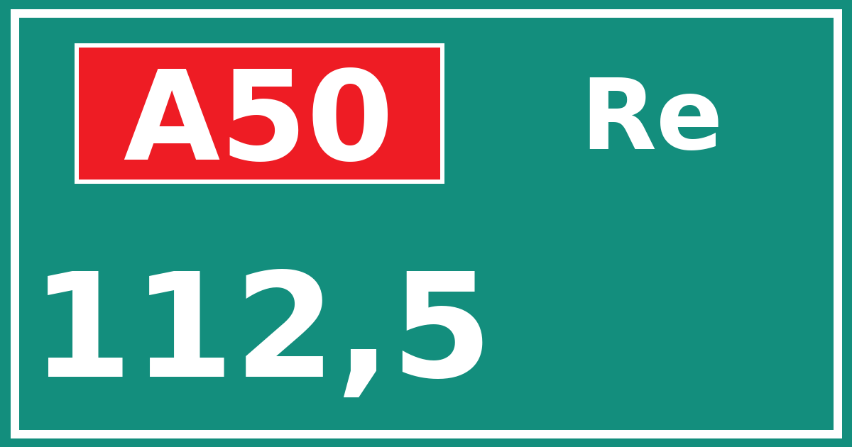 Hectometerbord A50 112,5 zijde Re