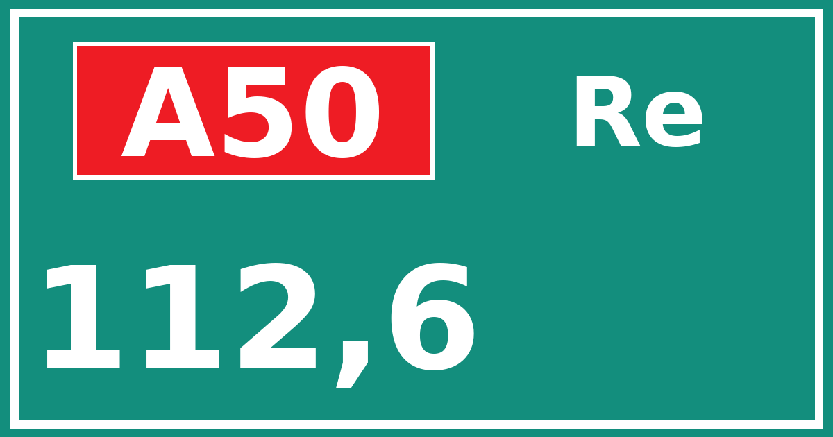 Hectometerbord A50 112,6 zijde Re