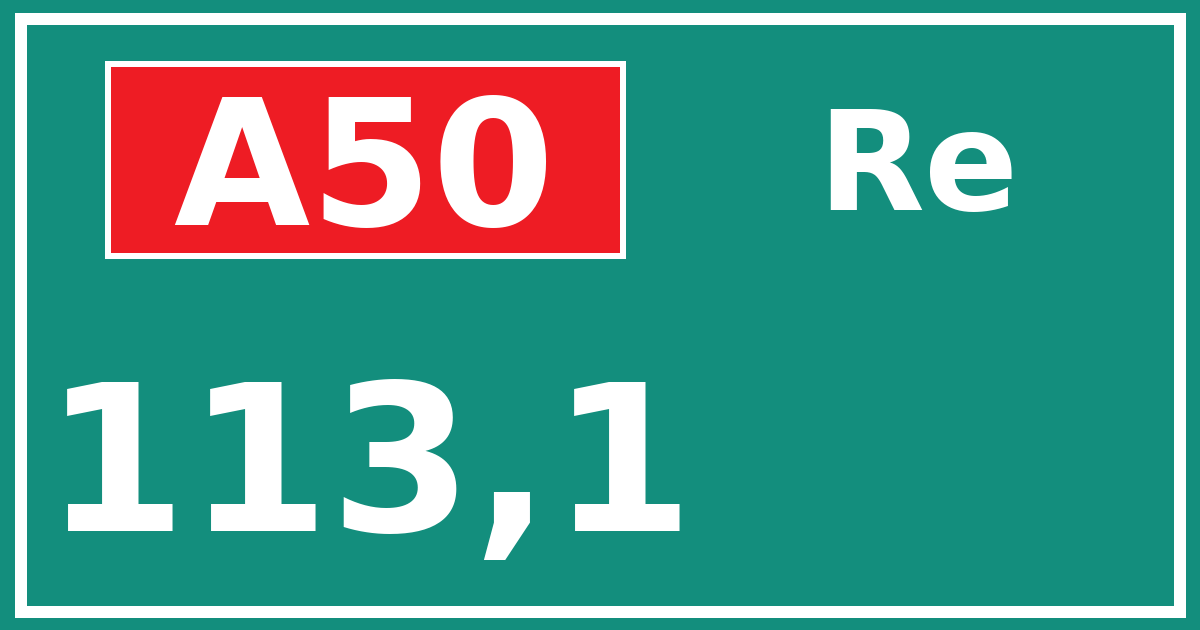 Hectometerbord A50 113,1 zijde Re