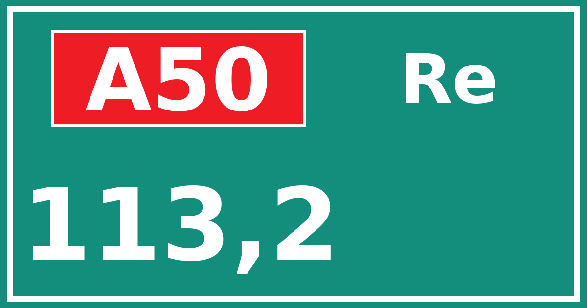 Hectometerbord A50 113,2 zijde Re
