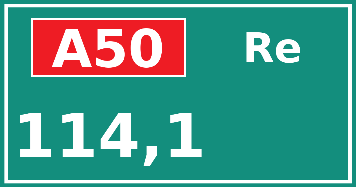 Hectometerbord A50 114,1 zijde Re