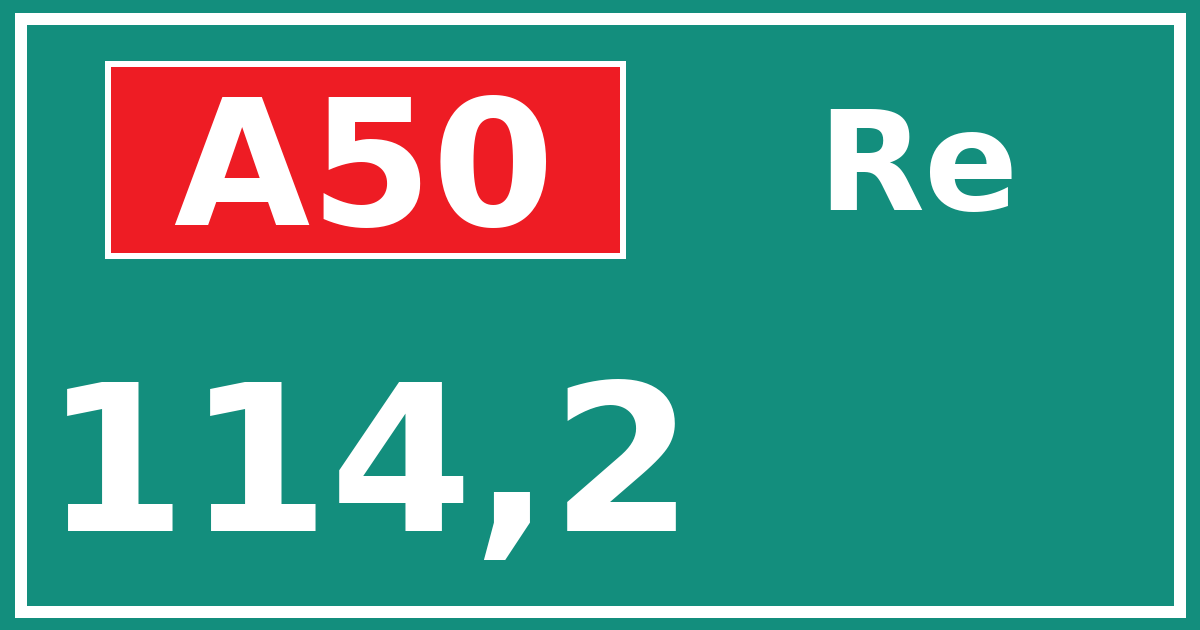 Hectometerbord A50 114,2 zijde Re