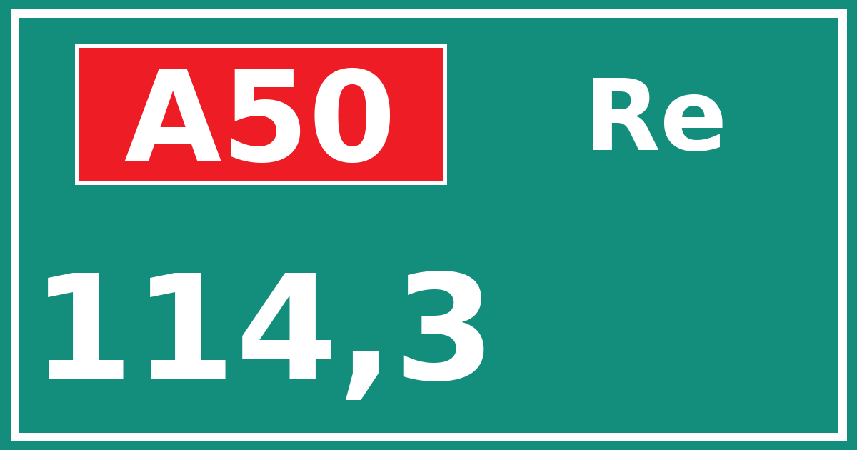 Hectometerbord A50 114,3 zijde Re