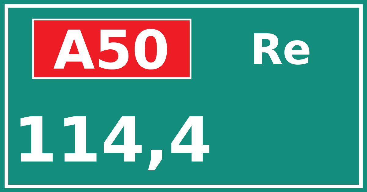 Hectometerbord A50 114,4 zijde Re