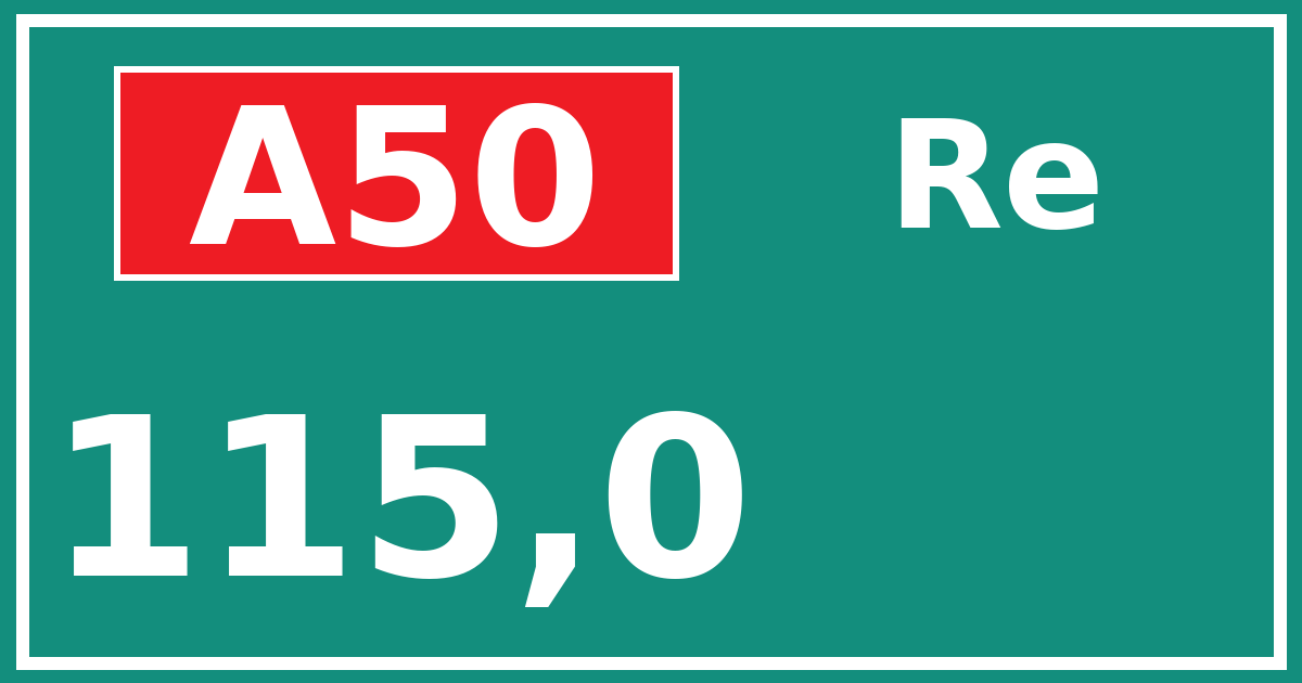 Hectometerbord A50 115,0 zijde Re