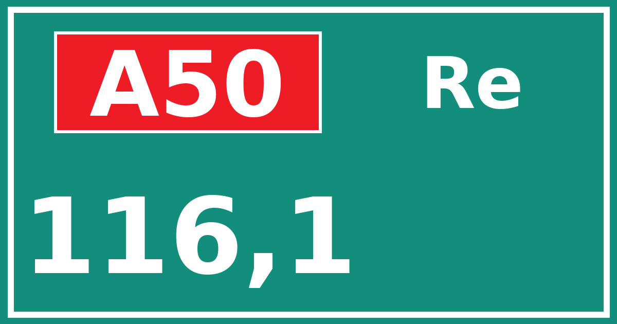 Hectometerbord A50 116,1 zijde Re