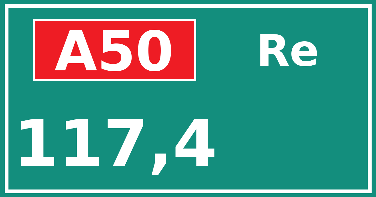 Hectometerbord A50 117,4 zijde Re
