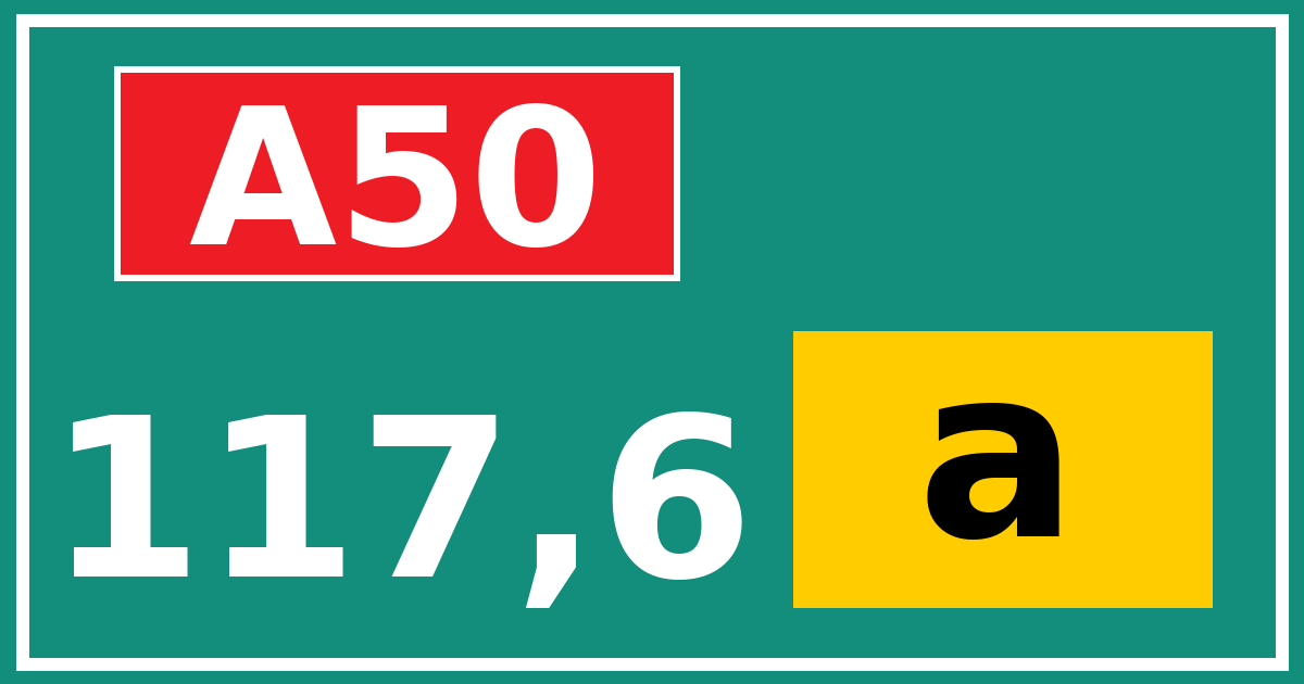 Hectometerbord A50 117,6 letter a