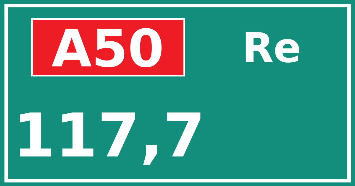Hectometerbord A50 117,7 zijde Re