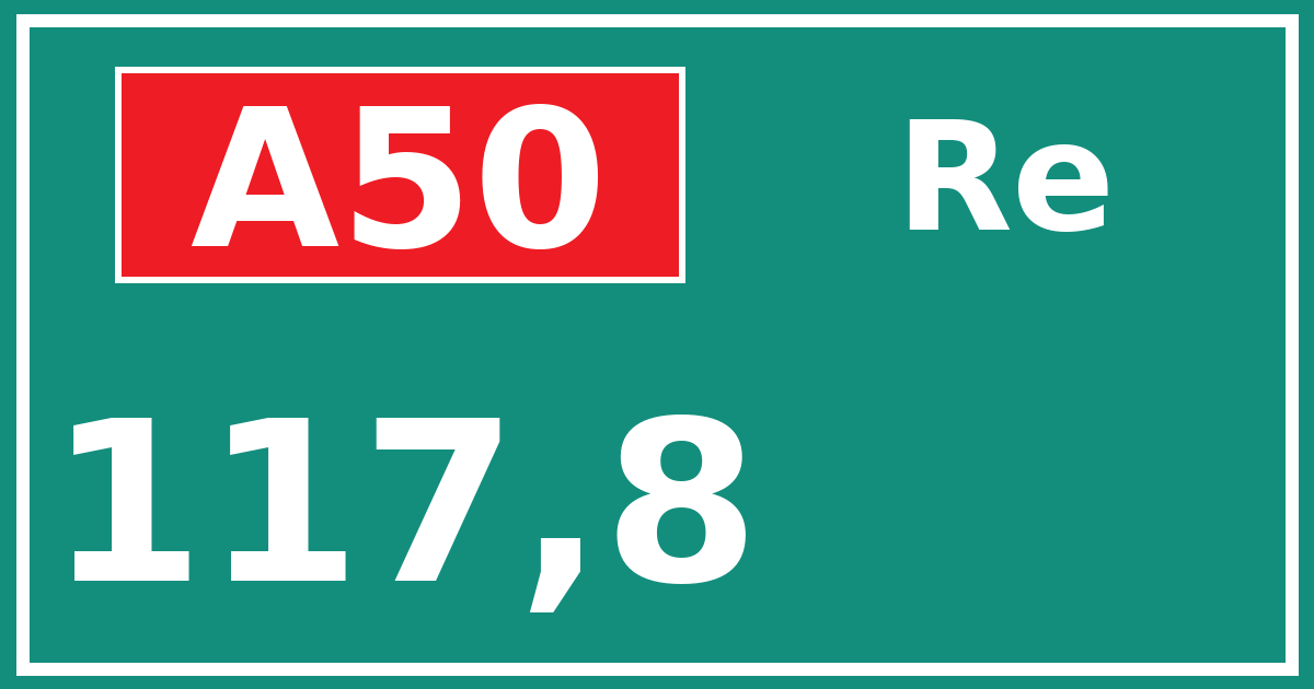 Hectometerbord A50 117,8 zijde Re
