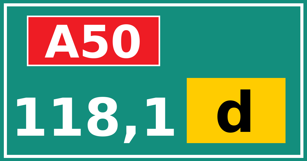 Hectometerbord A50 118,1 letter d