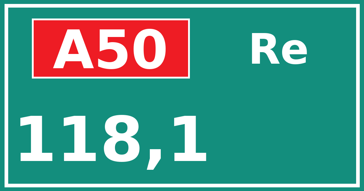Hectometerbord A50 118,1 zijde Re