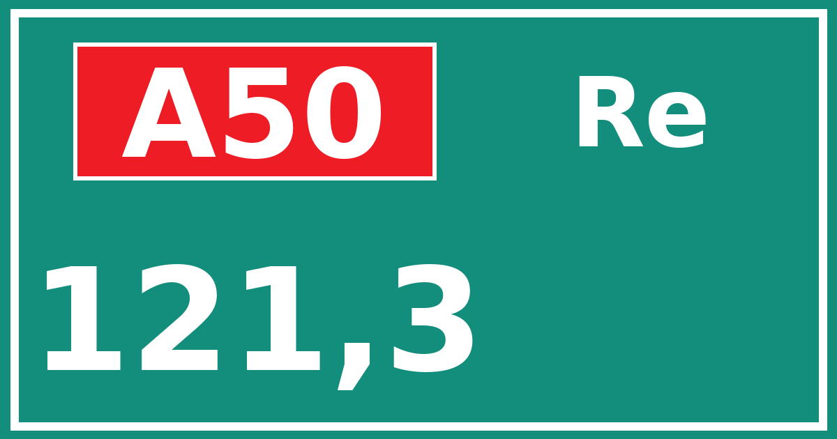 Hectometerbord A50 121,3 zijde Re