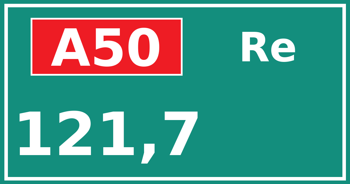 Hectometerbord A50 121,7 zijde Re