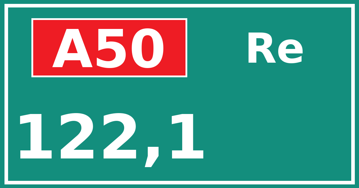 Hectometerbord A50 122,1 zijde Re