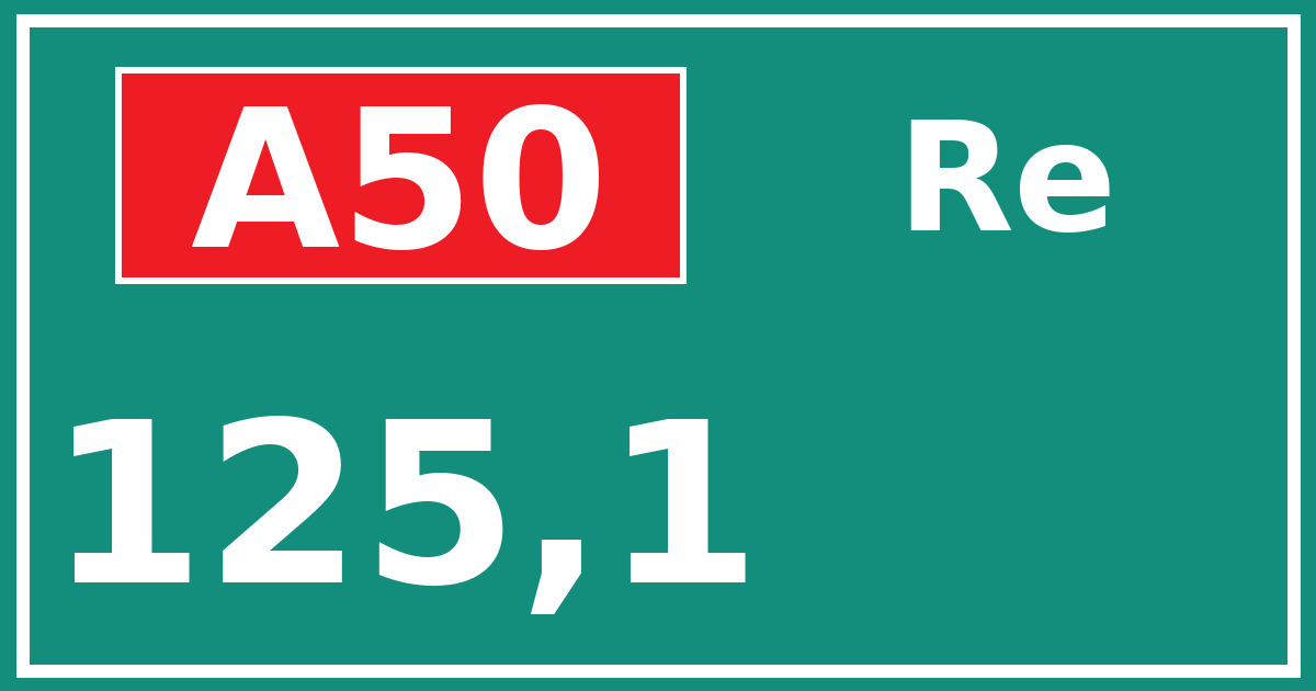 Hectometerbord A50 125,1 zijde Re
