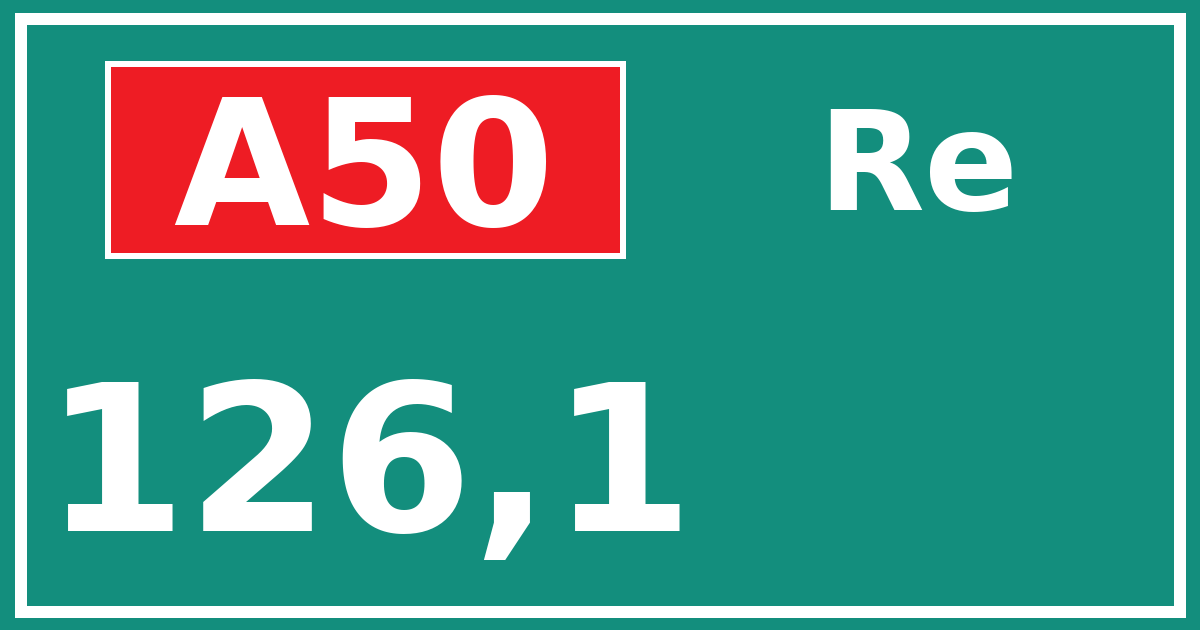 Hectometerbord A50 126,1 zijde Re