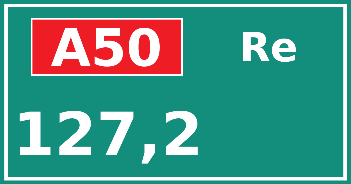 Hectometerbord A50 127,2 zijde Re