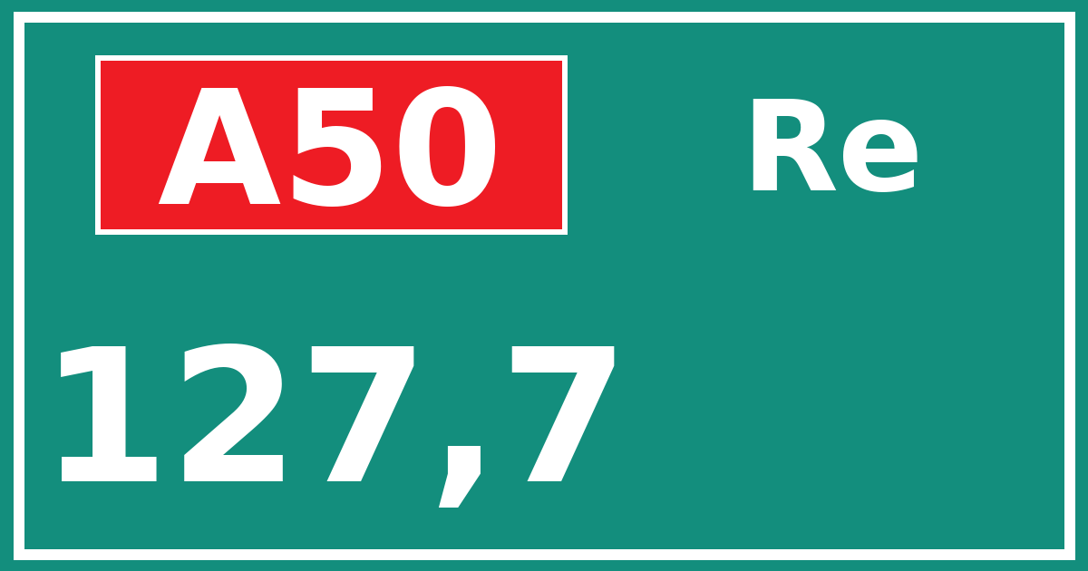 Hectometerbord A50 127,7 zijde Re